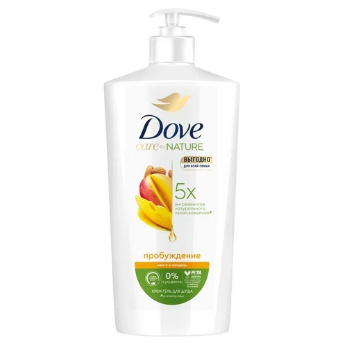 DOVE Гель для душа Пробуждение с Маслом миндаля и Манго, бессульфатный, 610 мл (30928)