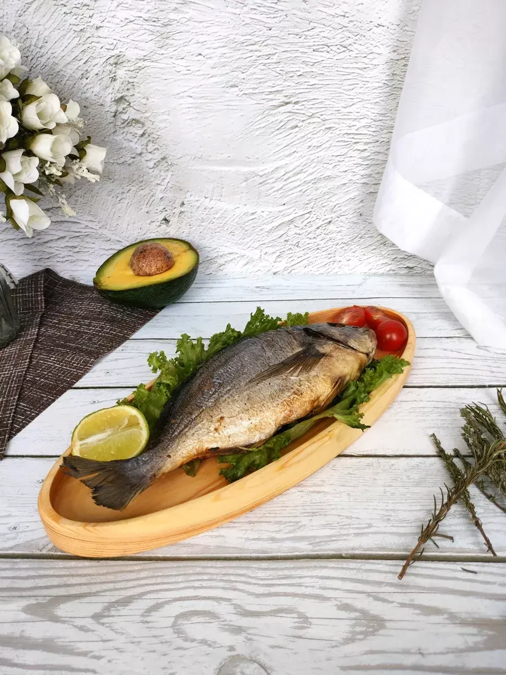 Поднос деревянный овальный