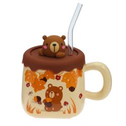 GAEM Кружка с крышкой и трубочкой, 400 мл, L13 W9,5 H12 см, 4в.