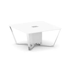 Steel Meet Стол переговорный квадратный MDK-PR.B.SP-08 Белый Бриллиант/Нержавеющая Сталь/Хром 1600*1