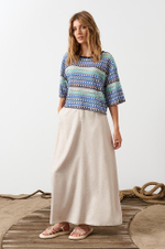 23022 Джемпер женский (бирюзовый мультиколор)