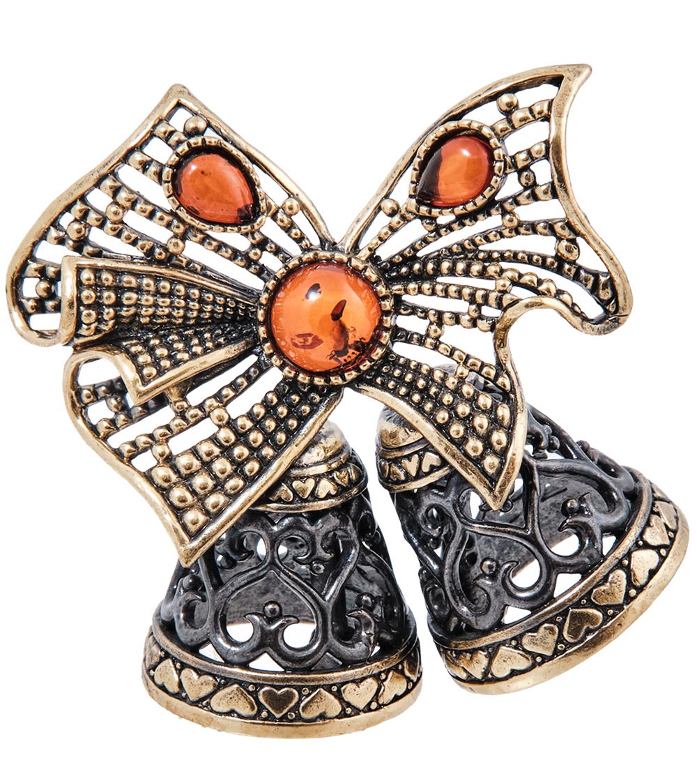 AM- 583 Колокольчик «Бантик» (латунь, янтарь)