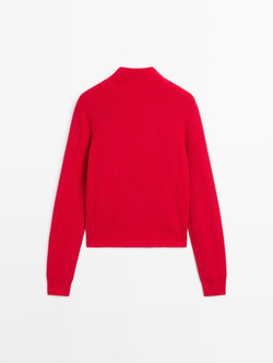 Massimo Dutti Свитер из смесовой шерсти с деталями на плечах, красный