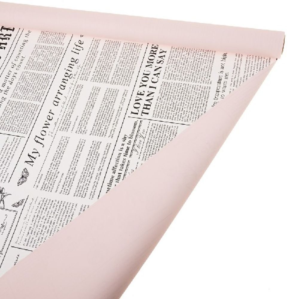 Пленка "Газета" 57смx10м 63mic (Белый-розовый)