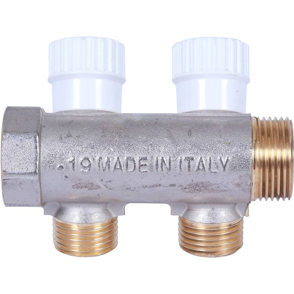 Коллектор распределительный  3/4", 2 отвода 1/2" плоское уплотнение