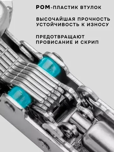 Петля мебельная с доводчиком накладная Unihopper 105 градусов 3D-регулировка Clip-On с ответной планкой, декоративными заглушками на чашку и плечо / 20 штук