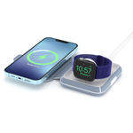 Складная зарядная станция MagSafe LYAMBDA Premium Effetto для iPhone и Apple Watch (LMS201) Беспроводная зарядка: Qi 15 Вт, магнитное крепление для зарядки Apple Watch (Qi 3 Вт). Проводная зарядка: нет. Сертификация MFi