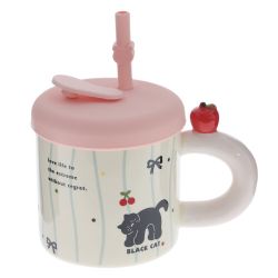 GAEM Кружка с крышкой и трубочкой, 330 мл, L14 W9 H14 см, 4в.