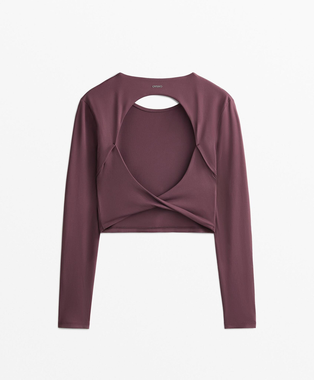 Oysho Футболка с длинным рукавом Comfortlux, темный бледно-фиолетовый