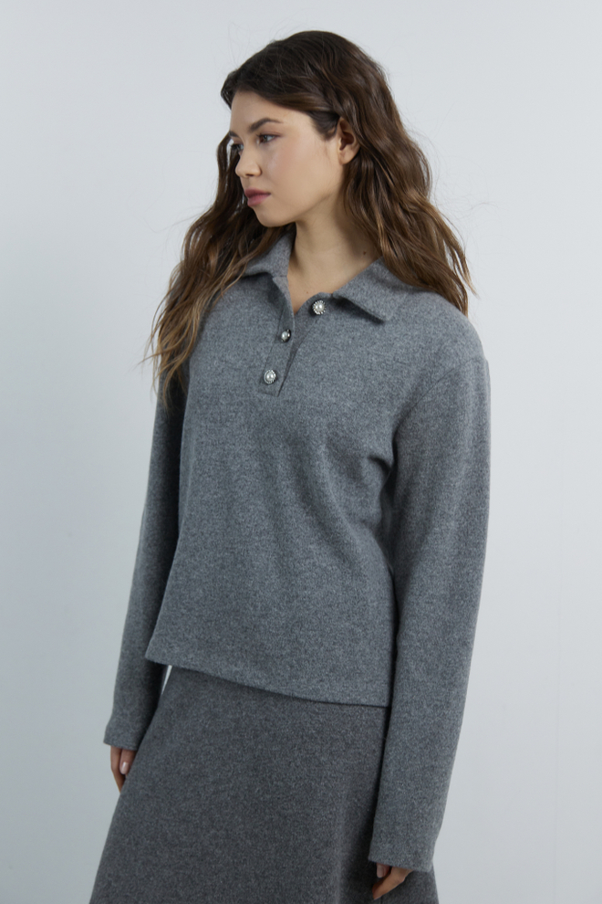 Поло с винтажными пуговицами из шерсти