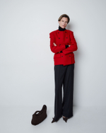 Жакет двубортный приталенный из шерсти красный