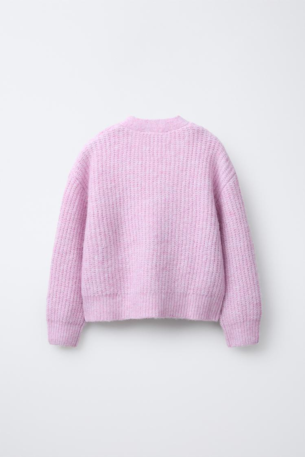 ZARA ТРИКОТАЖНЫЙ КАРДИГАН С БАНТОМ И БЛЕСТКАМИ, РОЗОВЫЙ