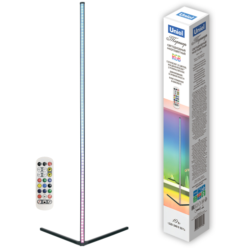 ULM-T630 10W/RGB/DIM/RC BLACK Торшер напольный светодиодный, 10W. RGB свет. Диммер. Пульт ДУ (в/к). Черный. ТМ Uniel