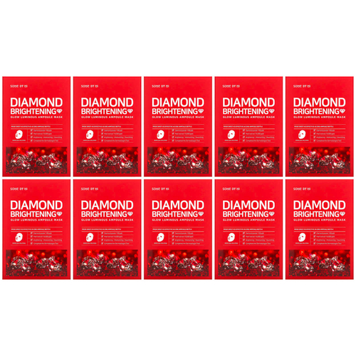 SOME BY MI, Diamond Brightening, тканевая маска с жемчужной пудрой для сияния кожи, 10 шт. по 25 мл