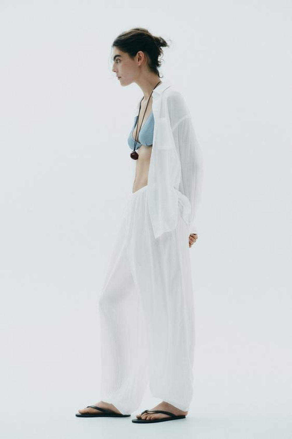 ZARA БРЮКИ-БАЛАХОНЫ, БЕЛЫЙ