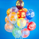 Шар (12''/30 см) Разноцветные листья, Прозрачный (390), кристалл, 5 ст, 25 шт.