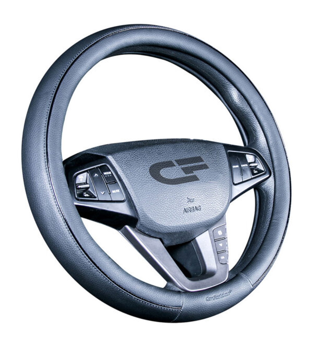 Оплетка на руль круглая CarFashion -М- «TILTAN» 31434 - Экокожа - черный/шов черный