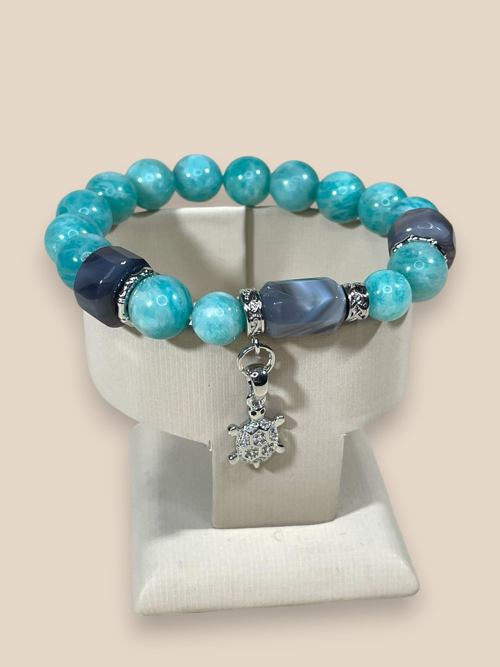 Браслет для Тельца, агат и амазонит