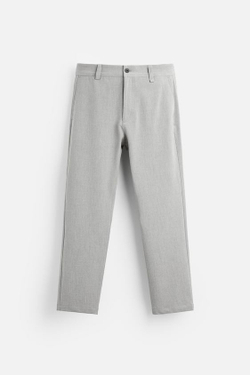 ZARA БРЮКИ КОМФОРТНОЙ ПОСАДКИ ИЗ РЕЛЬЕФНОЙ ТКАНИ, СВЕТЛО-СЕРЫЙ