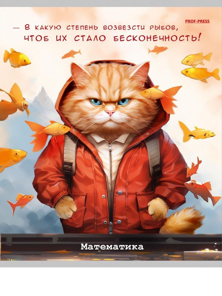 Тетрадь предметная 48л. клетка Математика &quot;Жил-был кот&quot; (Проф-Пресс)