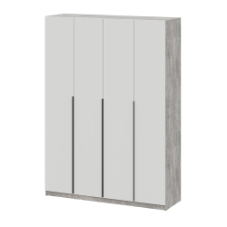 Шкаф распашной ШК 5 (1600), Цемент светлый, Белый шагрень