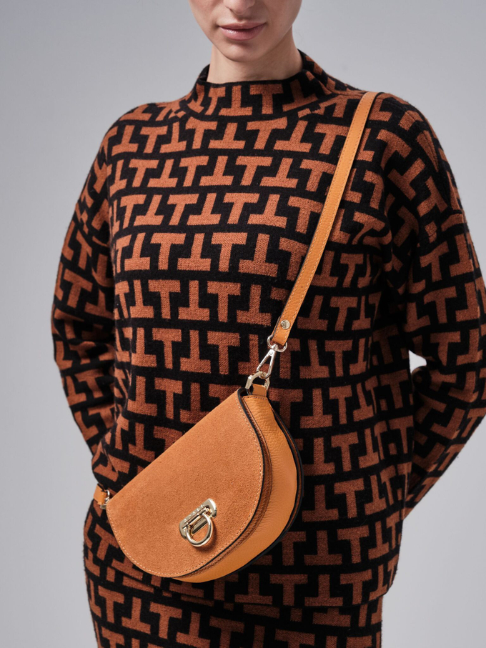 Сумка замшевая на плечо кросс-боди оранжевая