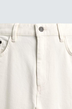 ZARA БРЮКИ STRAIGHT FIT С ЗАНИЖЕННОЙ ТАЛИЕЙ, ЖЕЛТОВАТО-БЕЛЫЙ