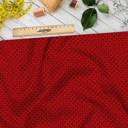 Ткань оксфорд 600 мелкий чёрный горох на красном