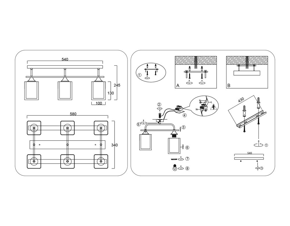 Ambrella Светильник потолочный со стеклянными плафонами Loft TR3033247