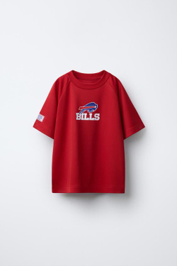 ZARA ФУТБОЛКА ИЗ СЕТЧАТОЙ ТКАНИ С ПРИНТОМ BUFFALO BILLS NFL ©, КРАСНЫЙ