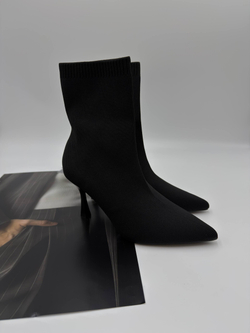 Ботильоны женские текстиль/эко кожа арт. 612-1 цвет "чёрный"