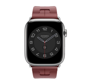 Apple Watch Hermès 45mm Silver Stainless Steel Case with Rouge H Kilim Single Tour