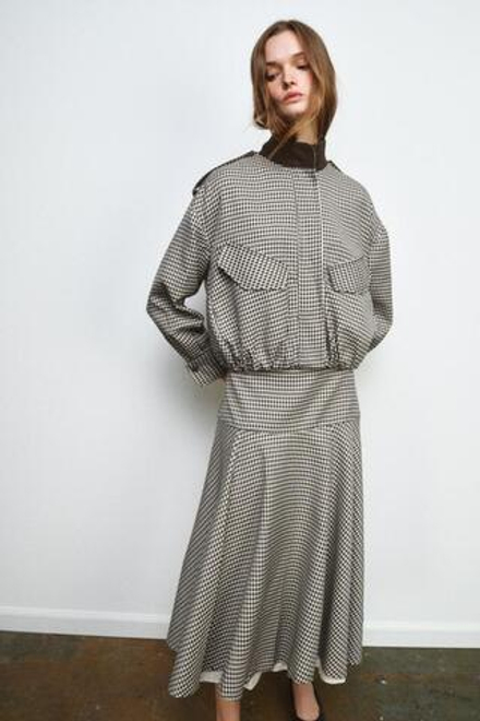 ZARA КОМБИНИРОВАННАЯ ЮБКА В КЛЕТКУ — ZW COLLECTION, КОРИЧНЕВЫЙ