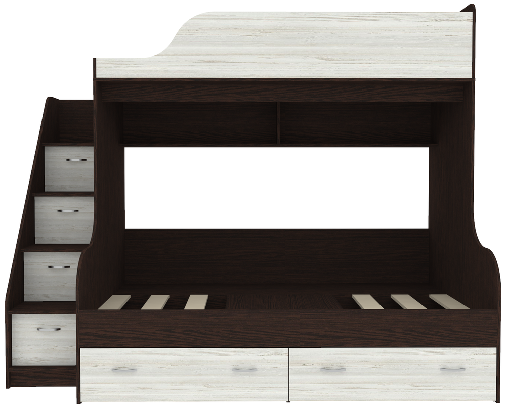 Двухъярусная кровать КарИВи Дуэт-15 с лестницей Комод КарИВиом Венге Винтерберг
