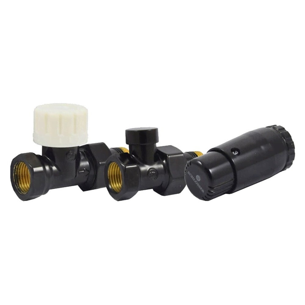 Комплект подключения SCHLOSSER STANDARD MINI 1/2quot; прямой, Ral 9005, с термоголовкой MINI М30х1,5