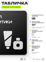 Табличка Отдел косметики, на дверь и стену, информационная и навигационная, серия CONCEPT, 18х18 см, пластиковая, Айдентика Технолоджи