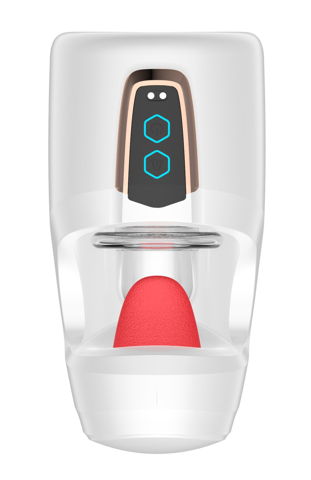 Белый мастурбатор с язычком и возвратно-поступательными движениями (Цвет: белый)