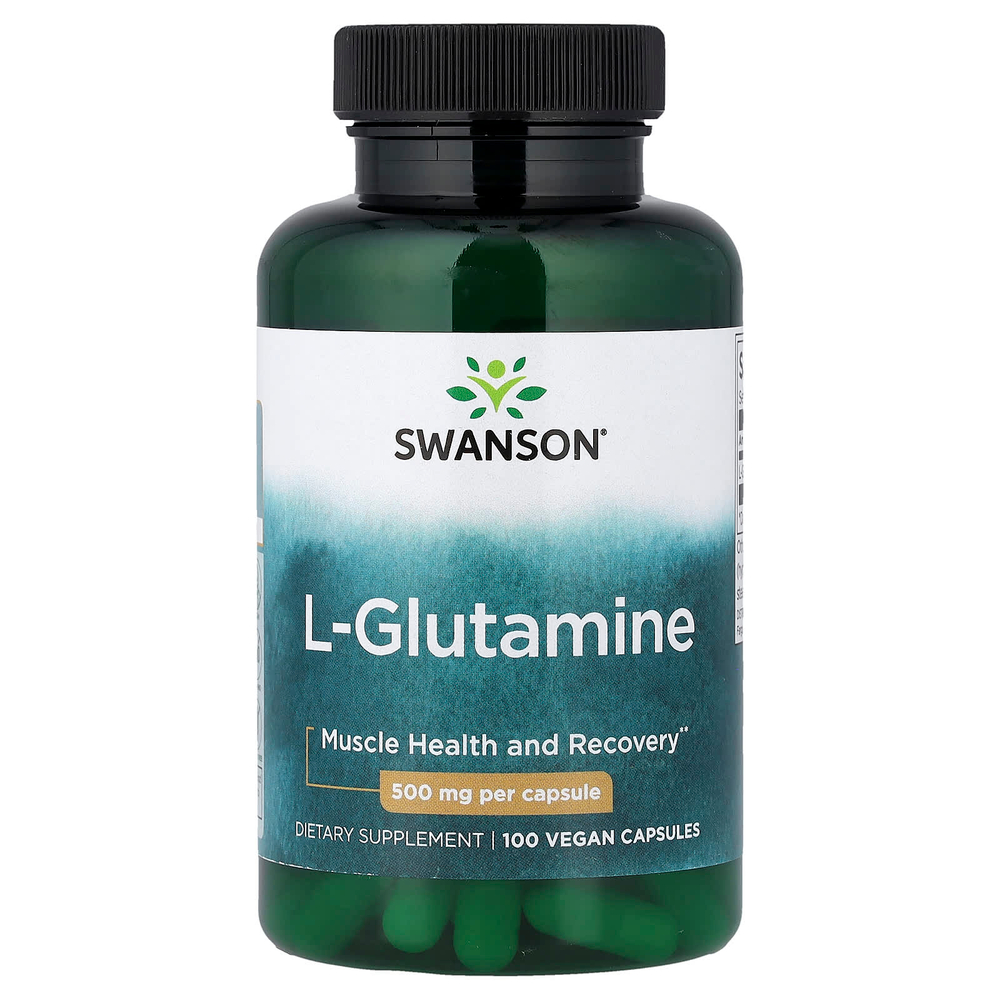 Swanson Vitamins, L-глютамин, 500 мг, 100 веганских капсул