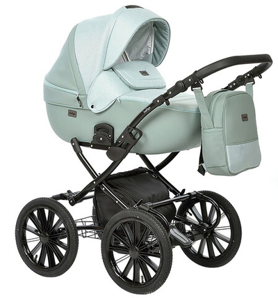 Детская коляска Indigo Porto Classic 14 2 в 1 Po 05 шалфей кожа+шалфей лен