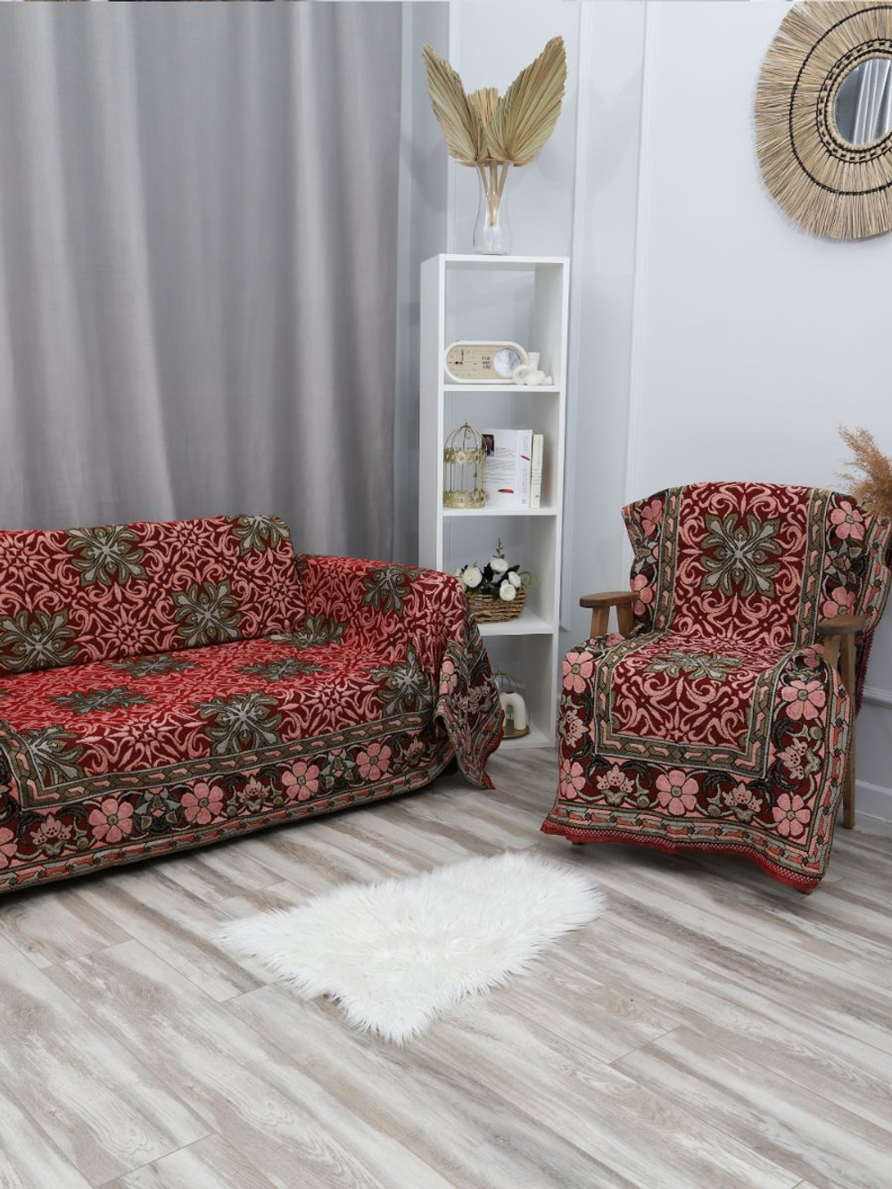 Накидки на диван и кресла комплект, комплект покрывало 200х210 и 2 дивандека для кресла 65х198