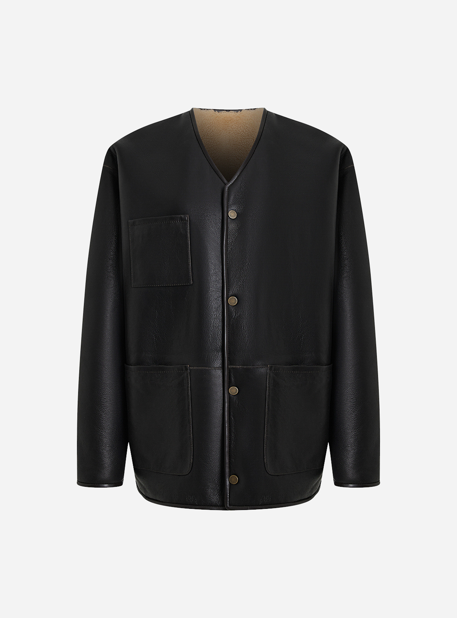 Двусторонняя дубленка Bohemian Minimalist Brown & Milk