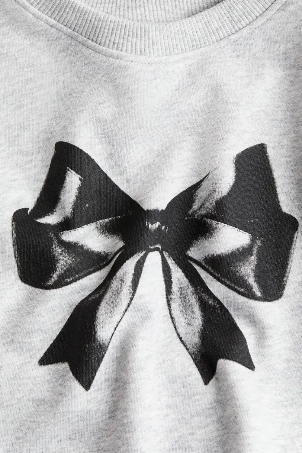 H&M Толстовка с круглым вырезом и принтом, светло-серый