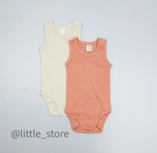 Боди-маечки хлопковые, Грейпфрут/бежевый