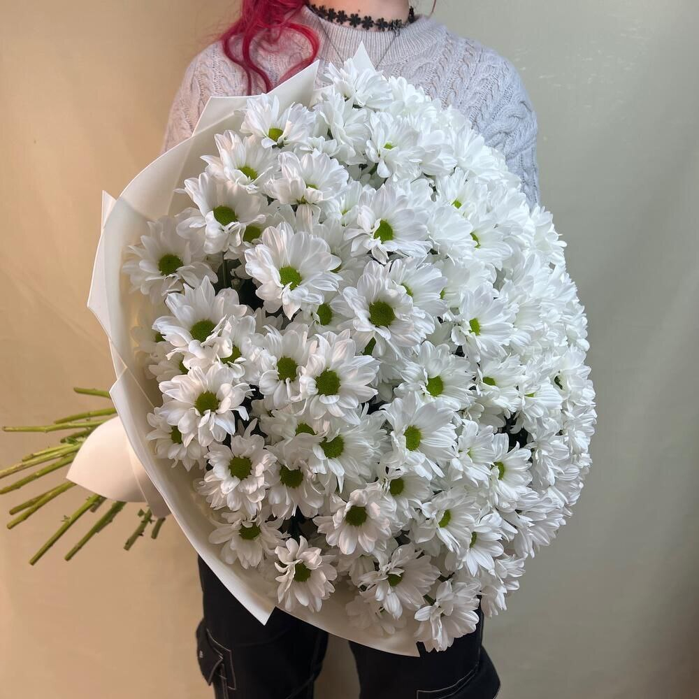 Букет из белых кустовых хризантем в фоамиране -XL