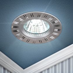 Светильник встраиваемый алюминиевый ЭРА KL33 AL/SL/1 под лампу MR16 GU5.3 серебро | Алюминиевые встраиваемые светильники