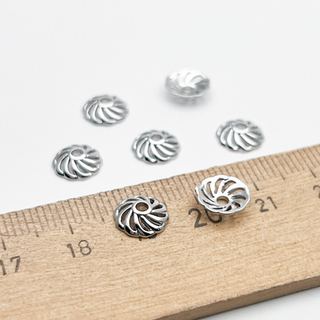 Шапочка, цвет серебро (родий), размер 8,2 мм, цена за 10 шт