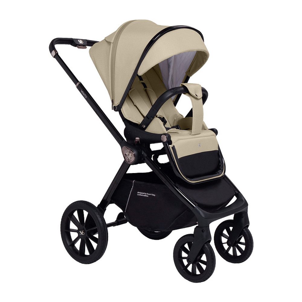 Детская коляска Sweet Baby Vento Black 3 в 1 Beige