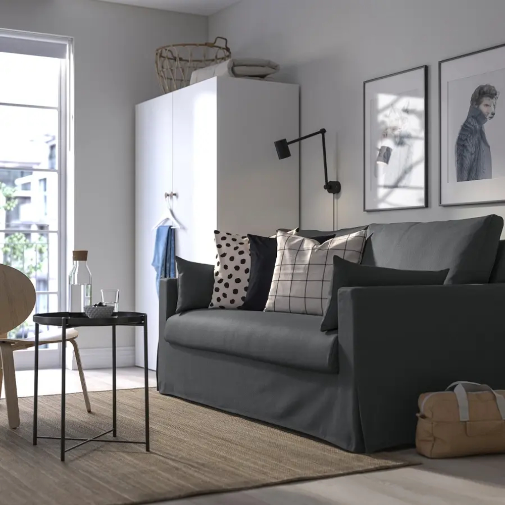 Диван-кровать 2-местный - IKEA HYLTARP/ХИЛТАРП ИКЕА, серый