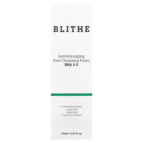 Blithe, Пенка для очищения пор против загрязнения, BHA 0,5, 150 мл (5,07 жидк. Унции)