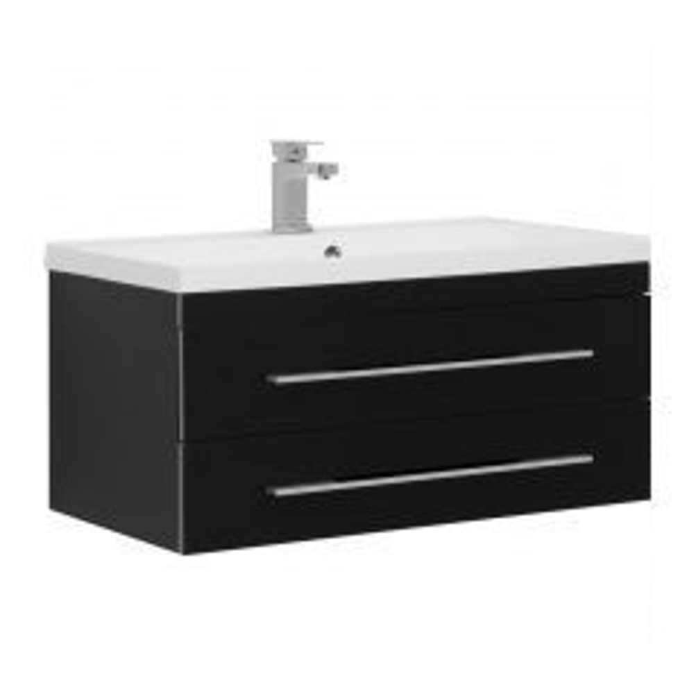 Тумба с раковиной Aquanet Верона NEW 90 черный (подвесная 2 ящика)